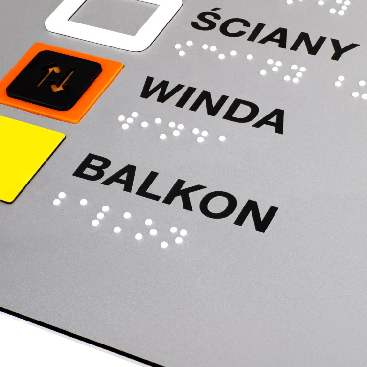 Plan tyflograficzny z pismem Braille'a - tworzywo ADA, laminat i akryl - wym. 850x650mm - TAB589