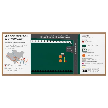 Plan tyflograficzny z pismem Braille'a - PVC twarde, tworzywo ADA, laminat i akryl - wym. 770x320 mm  - TAB668