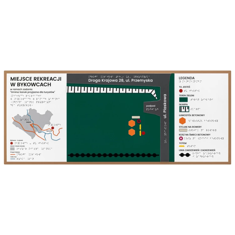 Plan tyflograficzny z pismem Braille'a - PVC twarde, tworzywo ADA, laminat i akryl - wym. 770x320 mm  - TAB668
