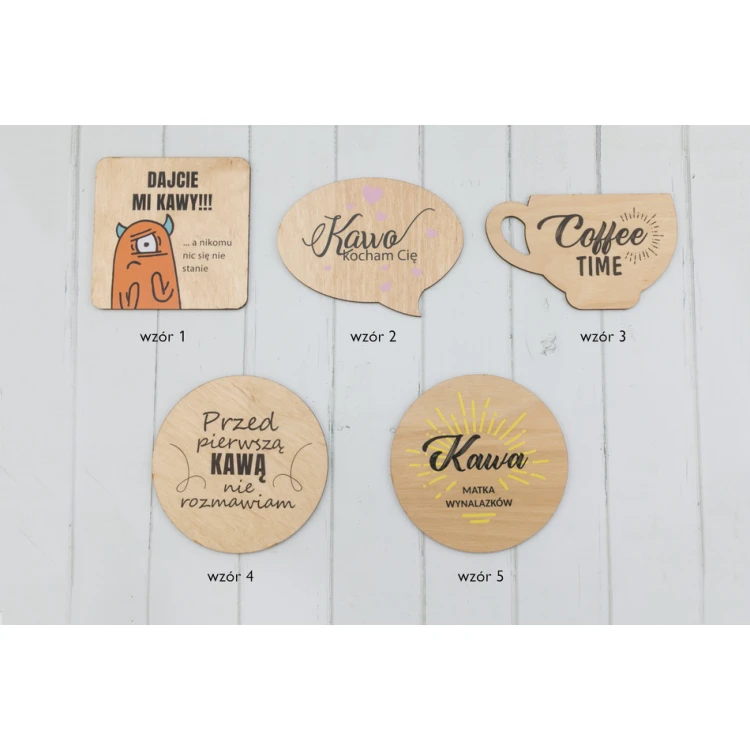 Podkładki drewniane 3mm - komplet 100 sztuk - kolorowy druk UV - KOR005