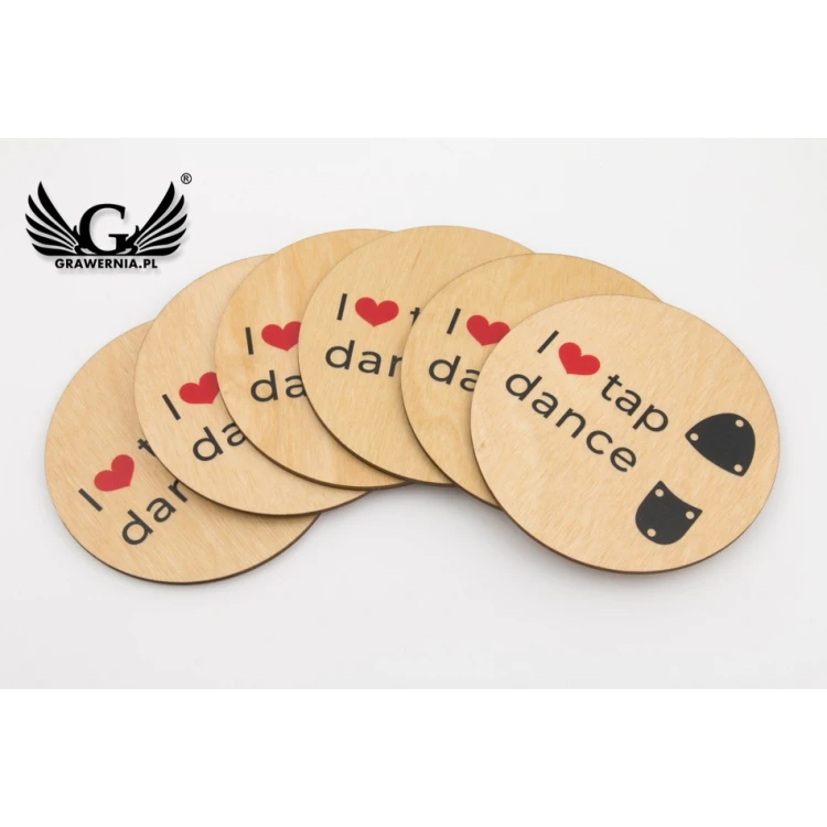 Podkładki drewniane 3mm - komplet 100 sztuk - kolorowy druk UV - KOR005