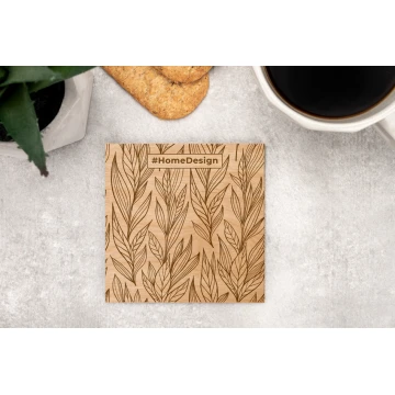 Podkładki pod kubki 2 szt. z litego drewna olchowego - grawer tekstu, inicjałów - wym. 100x100mm - PDK018