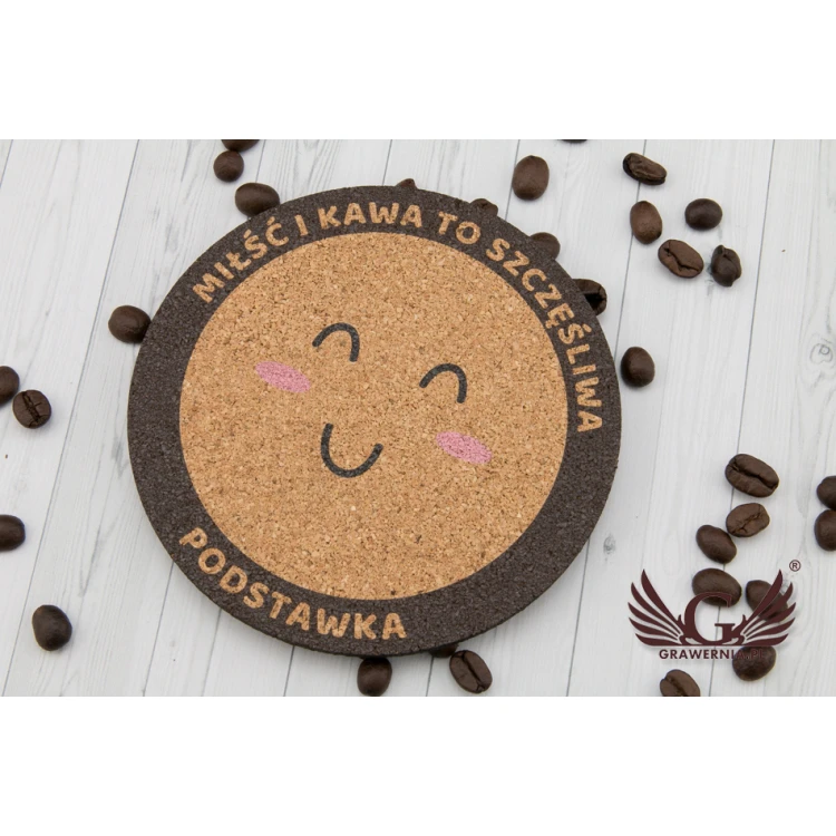 Podkładki z korka 3mm - komplet 100 sztuk - kolorowy druk UV - KOR004