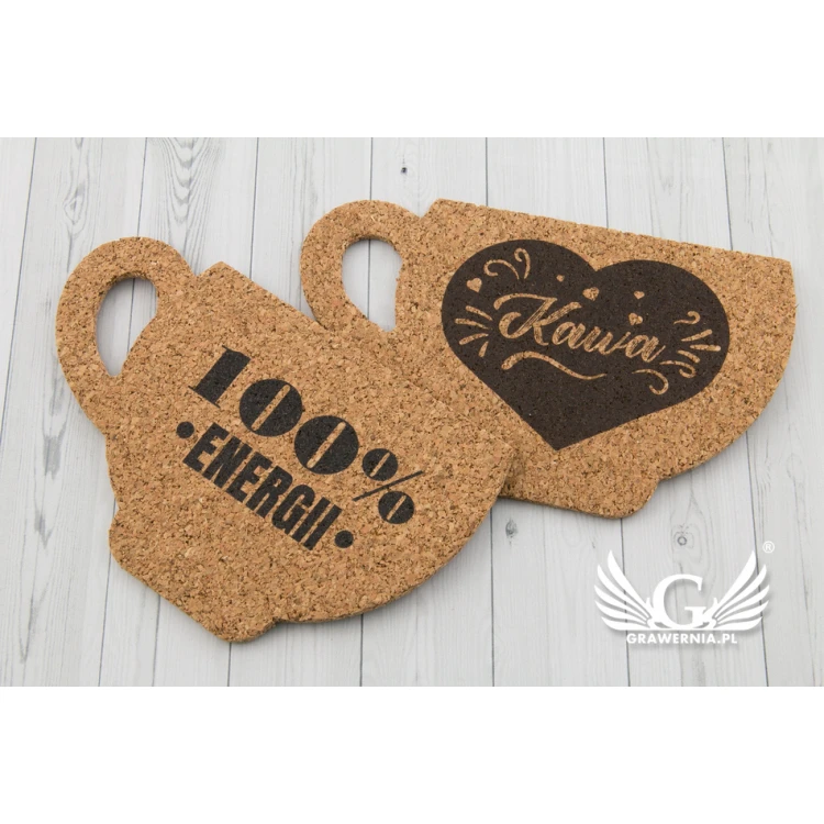 Podkładki z korka 3mm - komplet 100 sztuk - kolorowy druk UV - KOR003