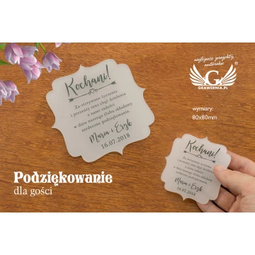 Podziękowanie dla gości - cyfrowy druk UV - PD002