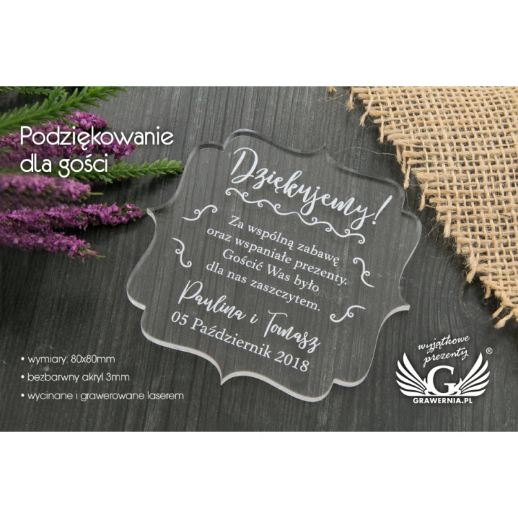Podziękowanie dla gości - cyfrowy druk UV - PD004