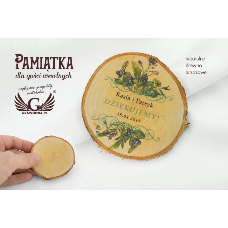 Podziękowanie dla gości - plaster brzozy - PD006