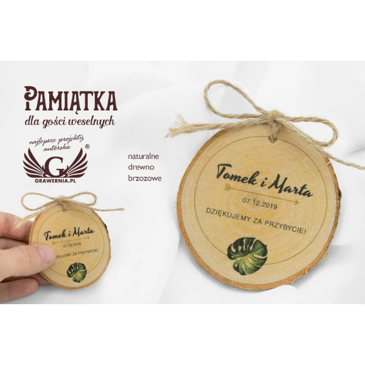 Podziękowanie dla gości - plaster brzozy - PD008