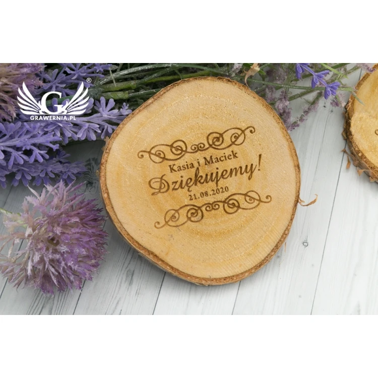 Podziękowanie dla gości - plaster brzozy grawerowany laserem - PD010