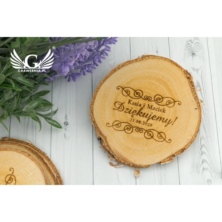 Podziękowanie dla gości - plaster brzozy grawerowany laserem - PD010