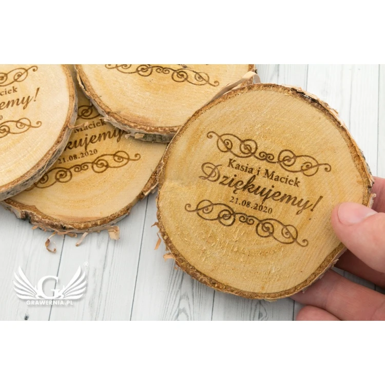 Podziękowanie dla gości - plaster brzozy grawerowany laserem - PD010