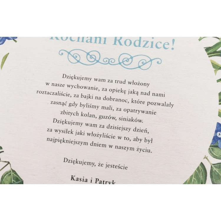 Podziękowanie dla rodziców - drewniana zawieszka - PDR020