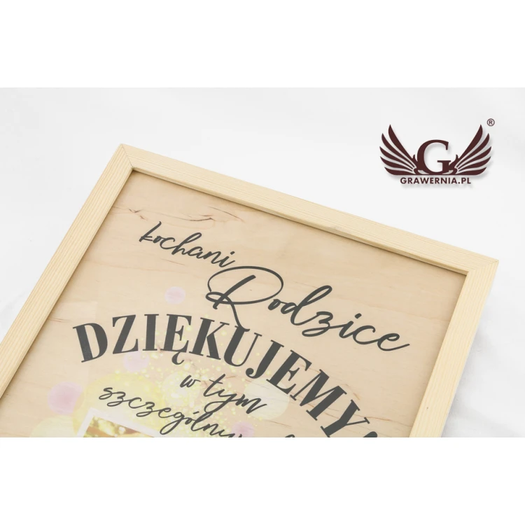 Podziękowanie dla rodziców - dyplom w drewnianej ramie - A3 - kolorowy druk UV - DUV032