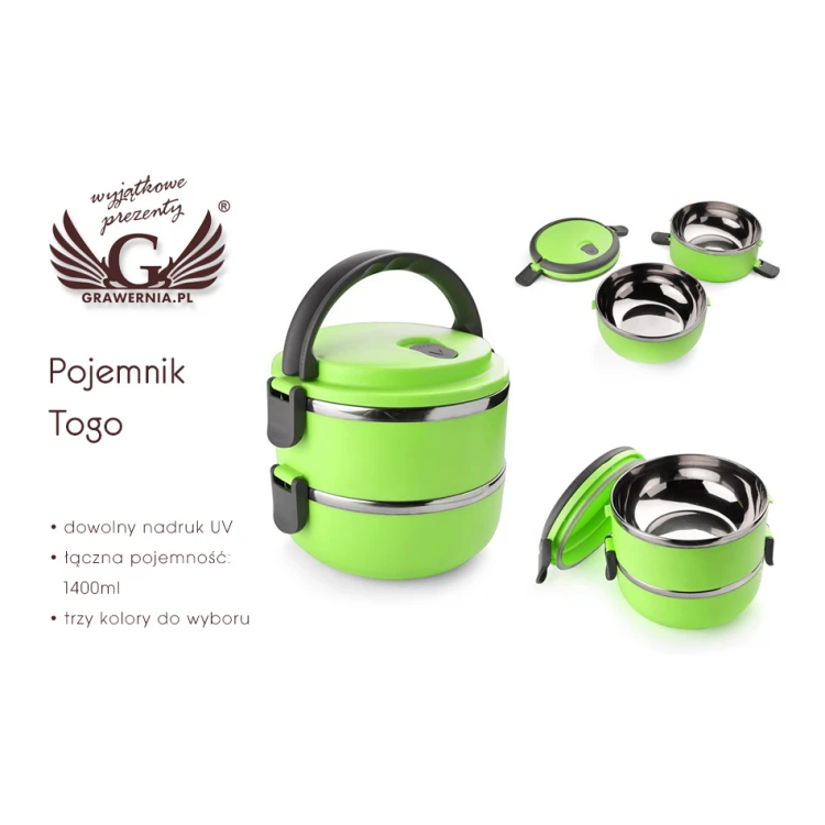 Pojemnik na posiłki Togo 700+700 ml z Twoim tekstem lub grafiką