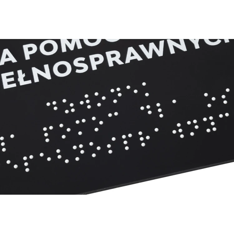 Pomoc niepełnosprawnym - tabliczka z pismem Braille'a - akryl czarny mat - wym. 180x170mm - DARK - TAB425