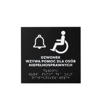 Pomoc niepełnosprawnym - tabliczka z pismem Braille'a - akryl czarny mat - wym. 180x170mm - DARK - TAB425