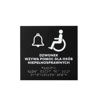 Pomoc niepełnosprawnym - tabliczka z pismem Braille'a - akryl czarny mat - wym. 180x170mm - DARK - TAB425