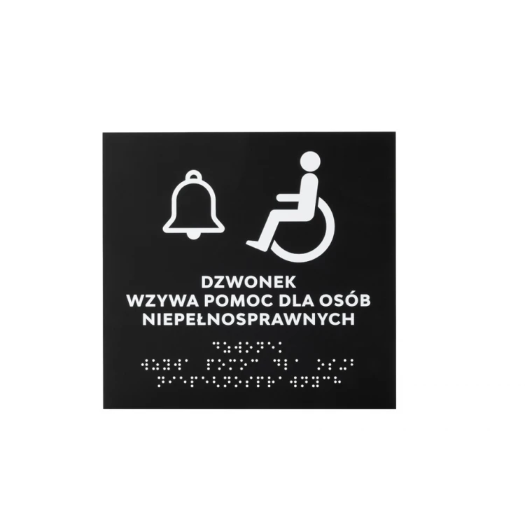 Pomoc niepełnosprawnym - tabliczka z pismem Braille'a - akryl czarny mat - wym. 180x170mm - DARK - TAB425