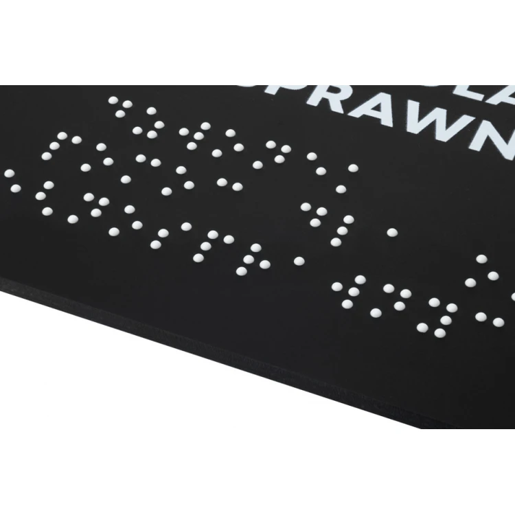 Pomoc niepełnosprawnym - tabliczka z pismem Braille'a - akryl czarny mat - wym. 180x170mm - DARK - TAB425