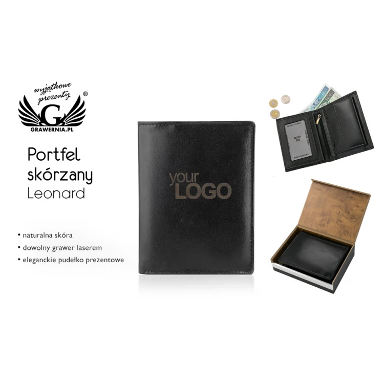 Portfel skórzany Leonard z Twoim grawerem - GAL001