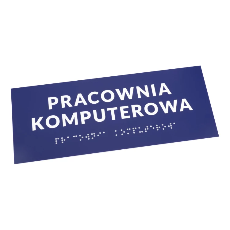 Pracownia komputerowa - tabliczka na drzwi lub ścianę z pismem Braille'a - wym. 200x80mm - TAB558