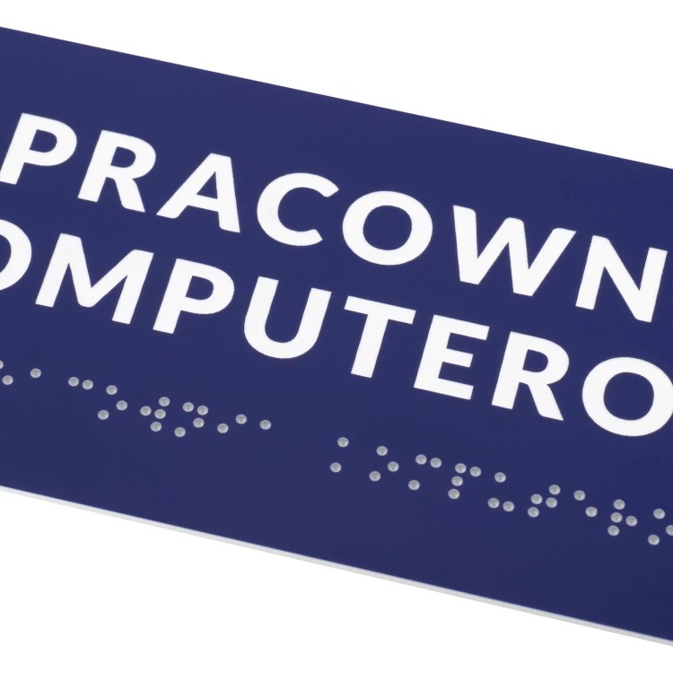 Pracownia komputerowa - tabliczka na drzwi lub ścianę z pismem Braille'a - wym. 200x80mm - TAB558