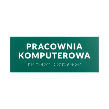 Pracownia komputerowa - tabliczka na drzwi lub ścianę z pismem Braille'a - wym. 200x80mm - TAB565