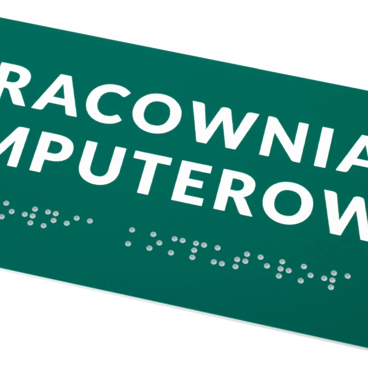 Pracownia komputerowa - tabliczka na drzwi lub ścianę z pismem Braille'a - wym. 200x80mm - TAB565