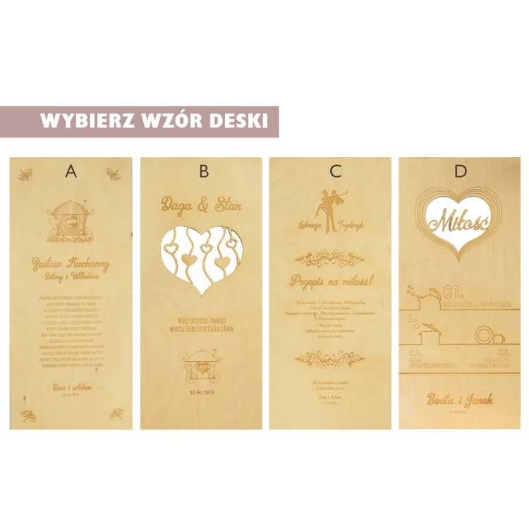 Prezent dla Młodej Pary 1 - wałek, deska, łyżka, pałka, mątewka.