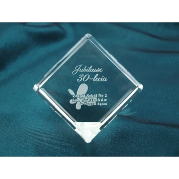 Trofeum szklane - SZEŚCIAN - Prezent jubileuszowy 