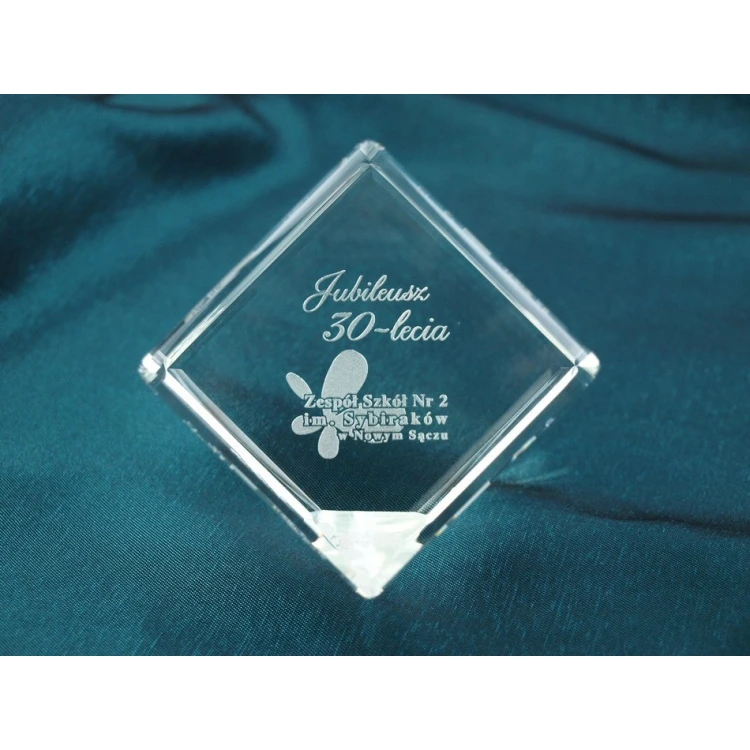 Trofeum szklane - SZEŚCIAN - Prezent jubileuszowy 