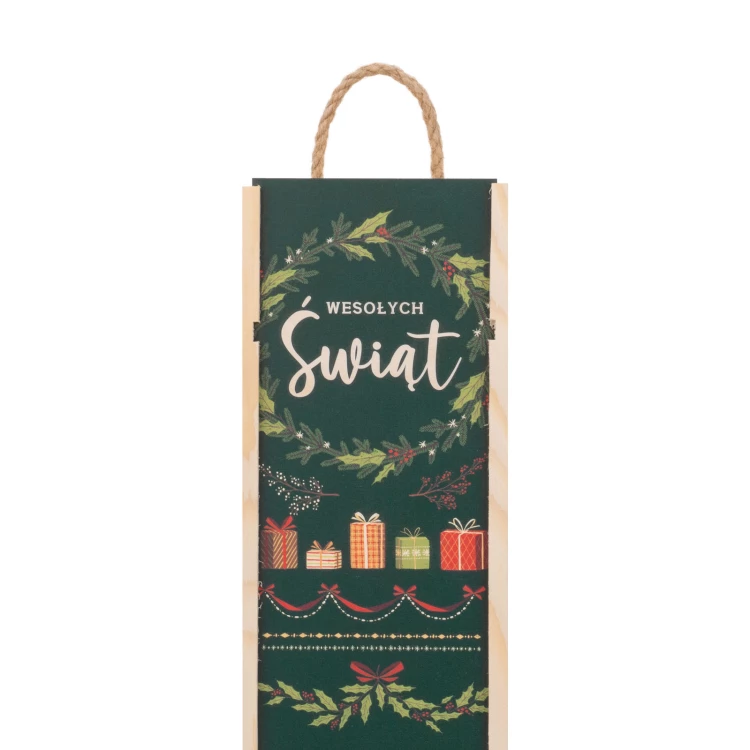 Prezent świąteczny z Twoim logo - drewniana skrzynka na alkohol - wym. 110x360mm - SK096