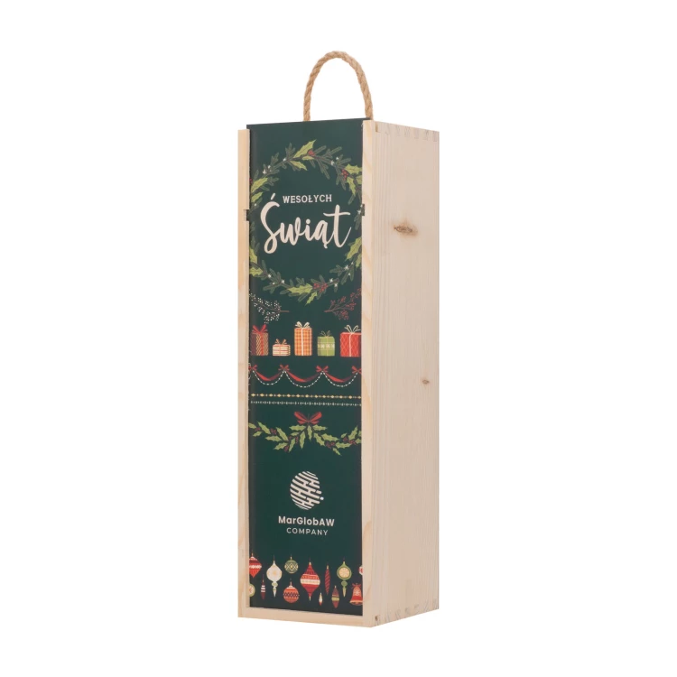 Prezent świąteczny z Twoim logo - drewniana skrzynka na alkohol - wym. 110x360mm - SK096