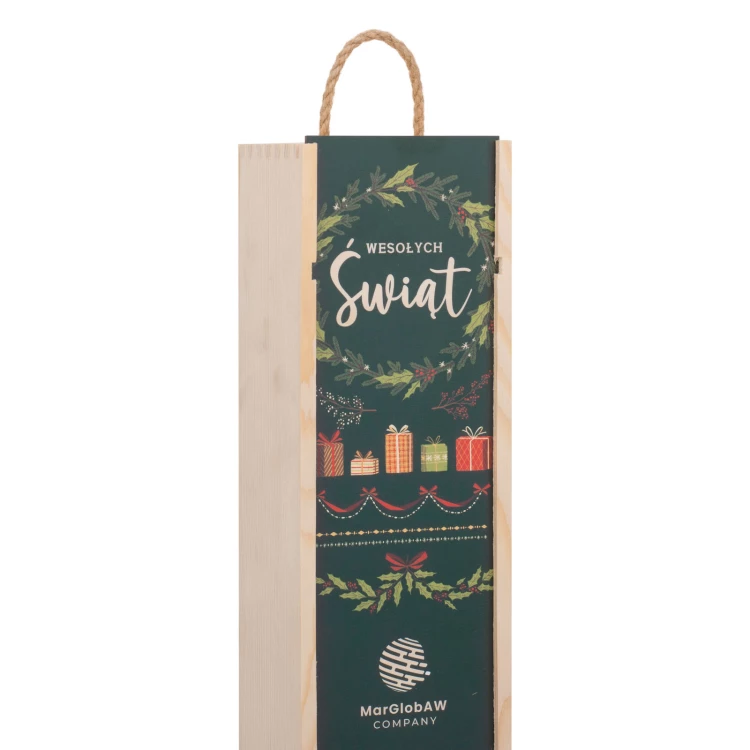 Prezent świąteczny z Twoim logo - drewniana skrzynka na alkohol - wym. 110x360mm - SK096