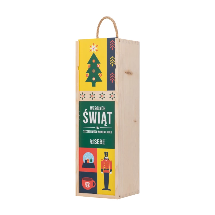 Prezent świąteczny z Twoim logo - drewniana skrzynka na alkohol - wym. 110x360mm - SK090