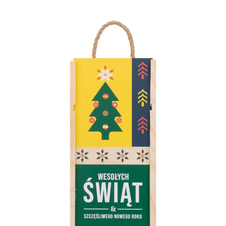 Prezent świąteczny z Twoim logo - drewniana skrzynka na alkohol - wym. 110x360mm - SK090