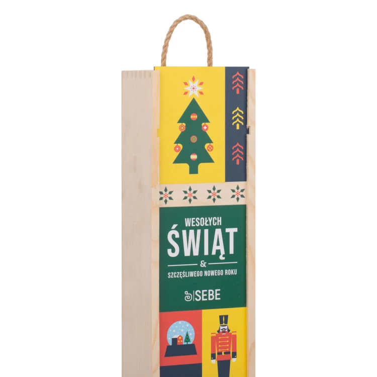 Prezent świąteczny z Twoim logo - drewniana skrzynka na alkohol - wym. 110x360mm - SK090
