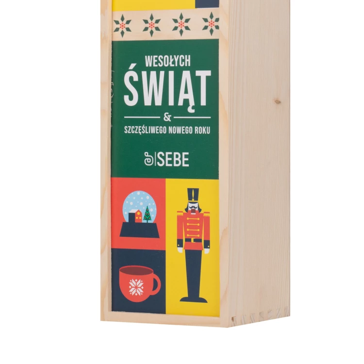 Prezent świąteczny z Twoim logo - drewniana skrzynka na alkohol - wym. 110x360mm - SK090