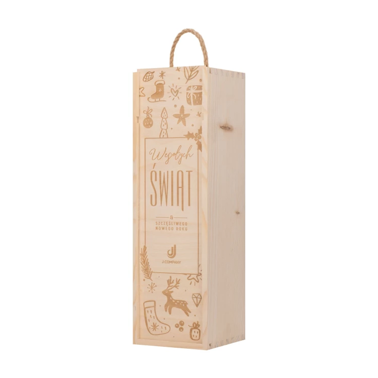 Prezent świąteczny z Twoim logo - drewniana skrzynka na alkohol - wym. 110x360mm - SK091