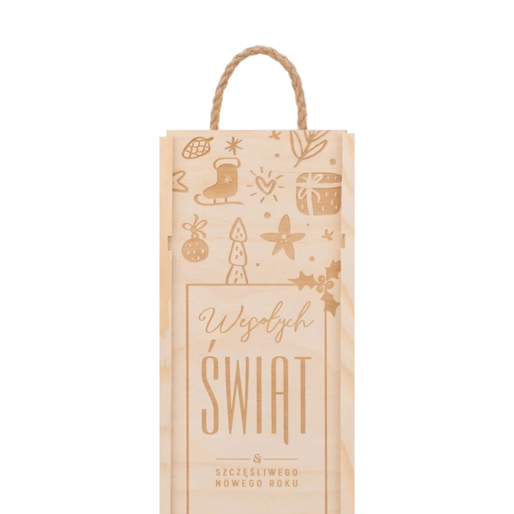 Prezent świąteczny z Twoim logo - drewniana skrzynka na alkohol - wym. 110x360mm - SK091