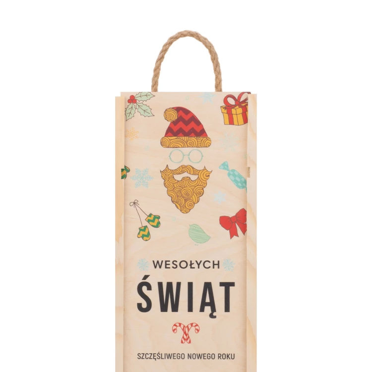 Prezent świąteczny z Twoim logo - drewniana skrzynka na alkohol - wym. 110x360mm - SK092