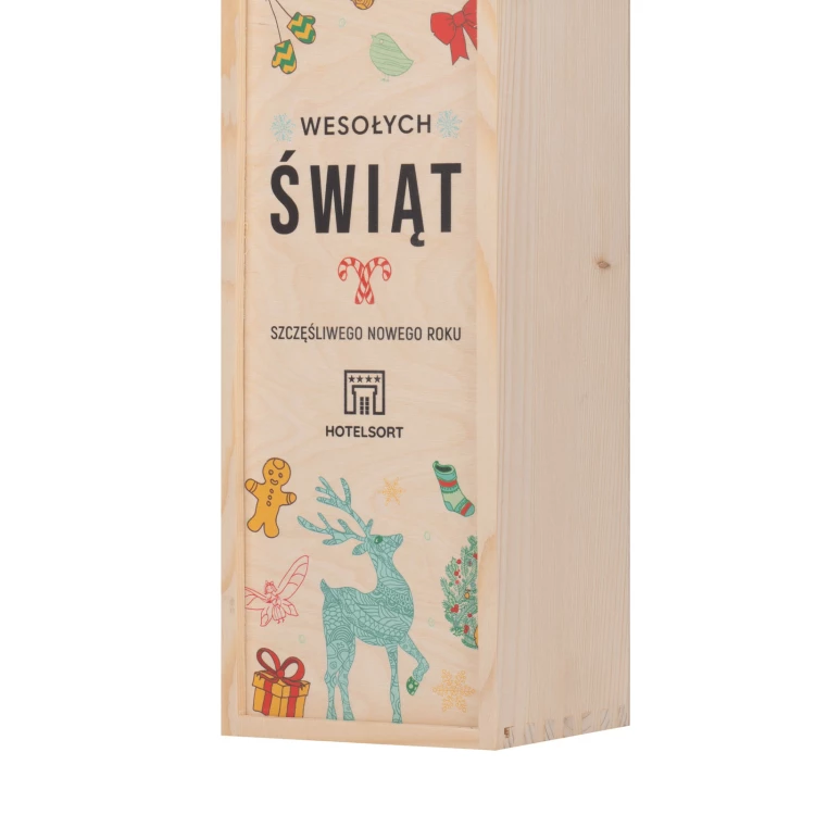 Prezent świąteczny z Twoim logo - drewniana skrzynka na alkohol - wym. 110x360mm - SK092