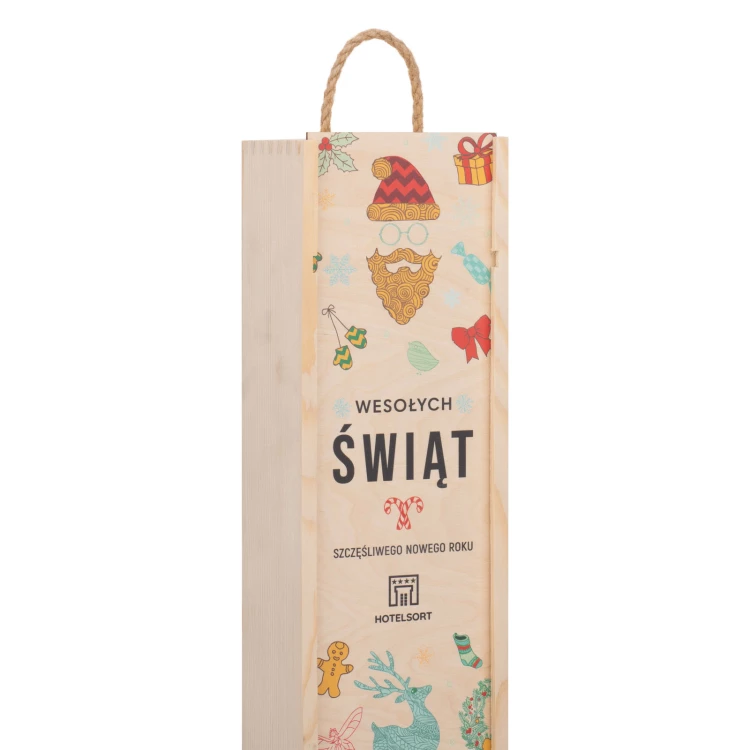 Prezent świąteczny z Twoim logo - drewniana skrzynka na alkohol - wym. 110x360mm - SK092