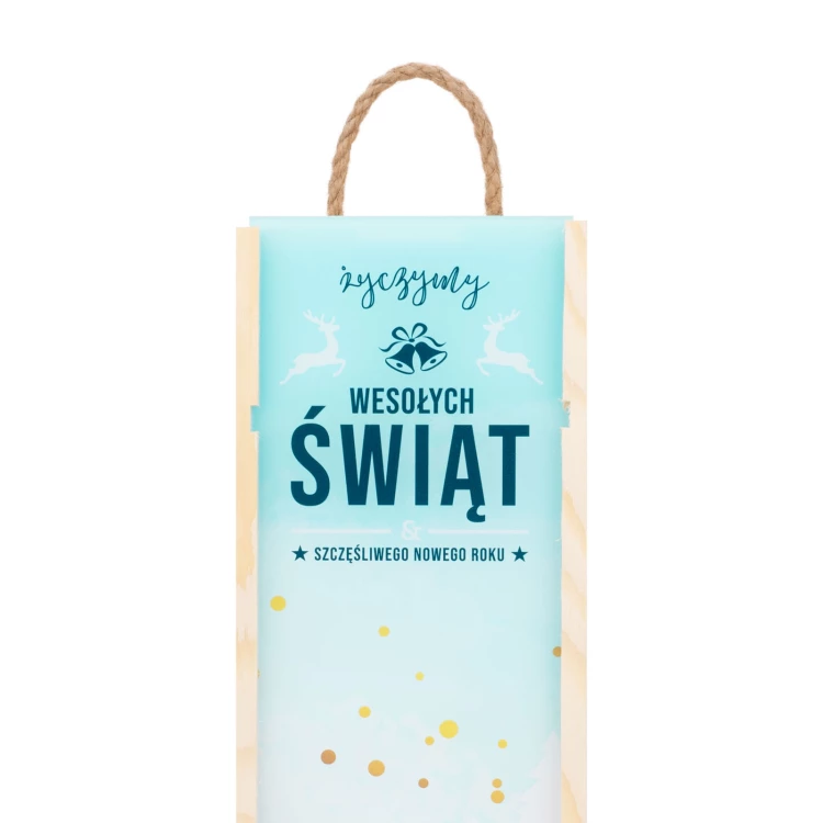 Prezent świąteczny z Twoim logo - drewniana skrzynka na alkohol z szybką z plexi - wym. 110x360mm - SK094