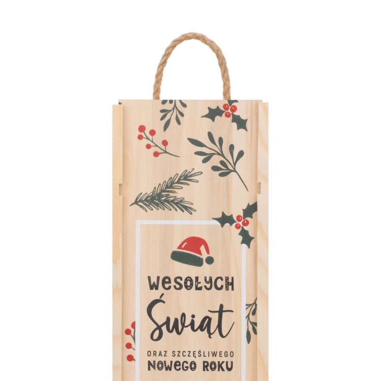 Prezent świąteczny z Twoim logo - drewniana skrzynka na alkohol - wym. 110x360mm - SK095