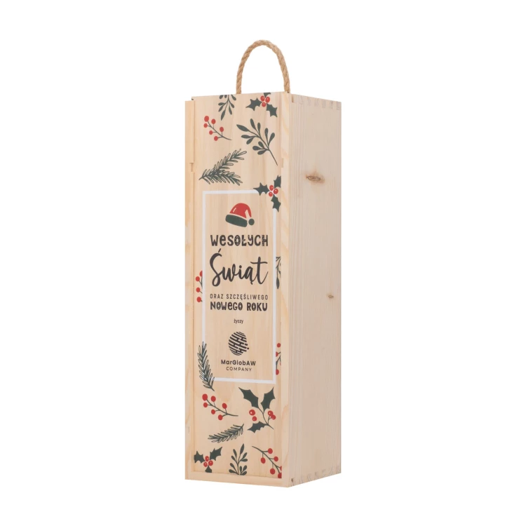 Prezent świąteczny z Twoim logo - drewniana skrzynka na alkohol - wym. 110x360mm - SK095