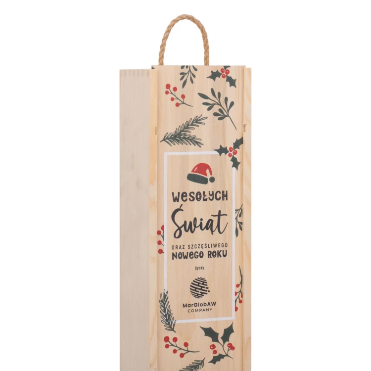 Prezent świąteczny z Twoim logo - drewniana skrzynka na alkohol - wym. 110x360mm - SK095