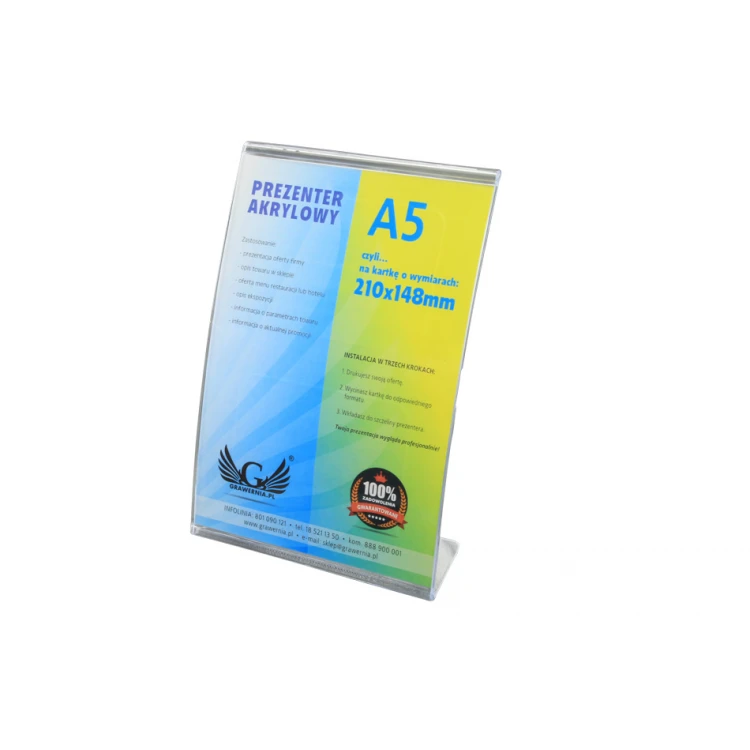  Prezenter akrylowy na kartkę A5 PION (210x148mm) - model PR011
