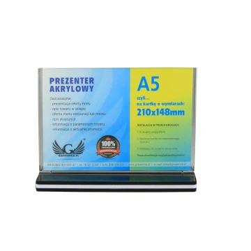 Prezenter akrylowy na kartkę A5 POZIOM (210x148mm) - model PR010