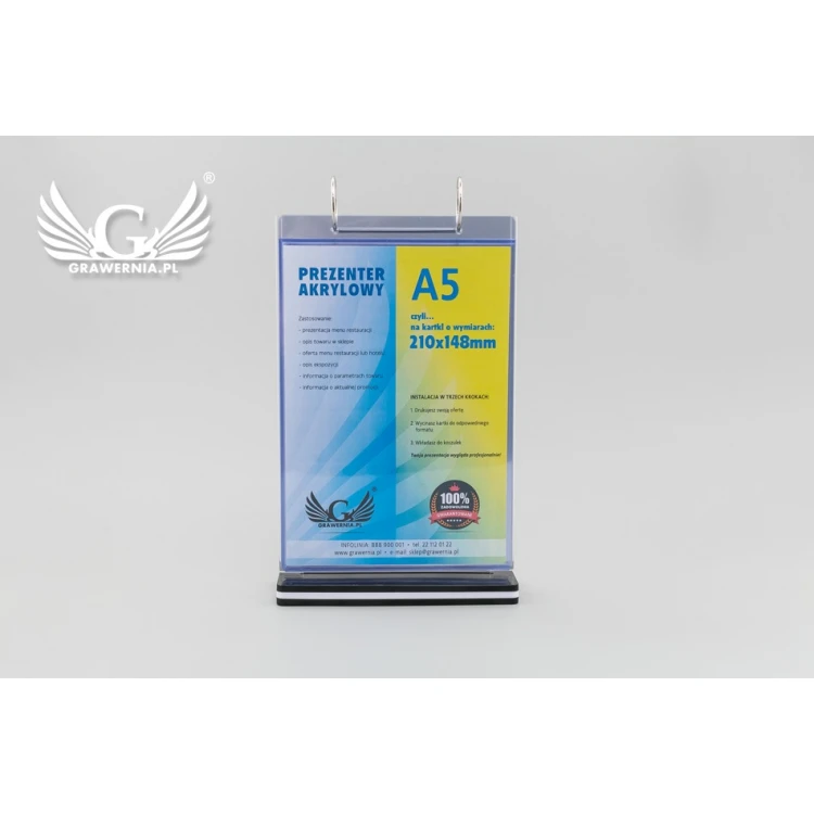 Stojak, ekspozytor z obrotowymi koszulkami - wym. 148x210mm (A5) - model PR022